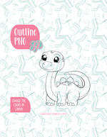 Brachiosaurus Dinosaur PNG Image Set for Edible Ink Printers - Hand Drawn Editable Graphic