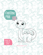 Blue Brachiosaurus Dinosaur Cookie Cutter with PNG Images to Match - Hand Drawn Graphics for Edible Ink Printers