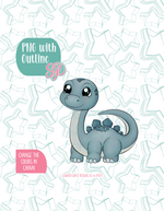Blue Brachiosaurus Dinosaur Cookie Cutter with PNG Images to Match - Hand Drawn Graphics for Edible Ink Printers
