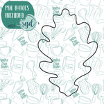 Brown Leaf Cookie Cutter with PNG Images to Match - Hand Drawn Graphics for Edible Ink Printers - Fall Autumn Cookie Ideas