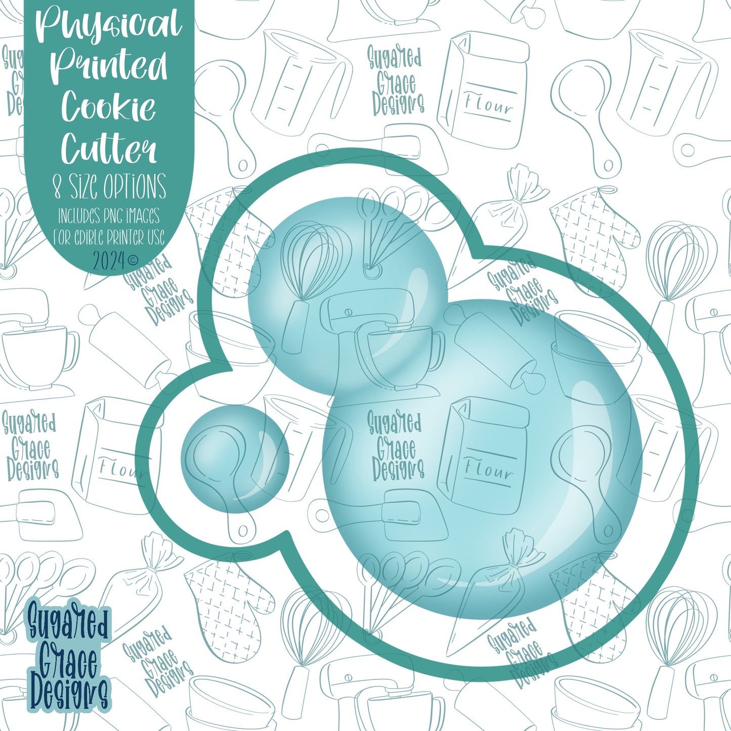 Bubbles Cookie Cutter with Matching Printable PNG Images for Edible Ink Printers Including Eddie