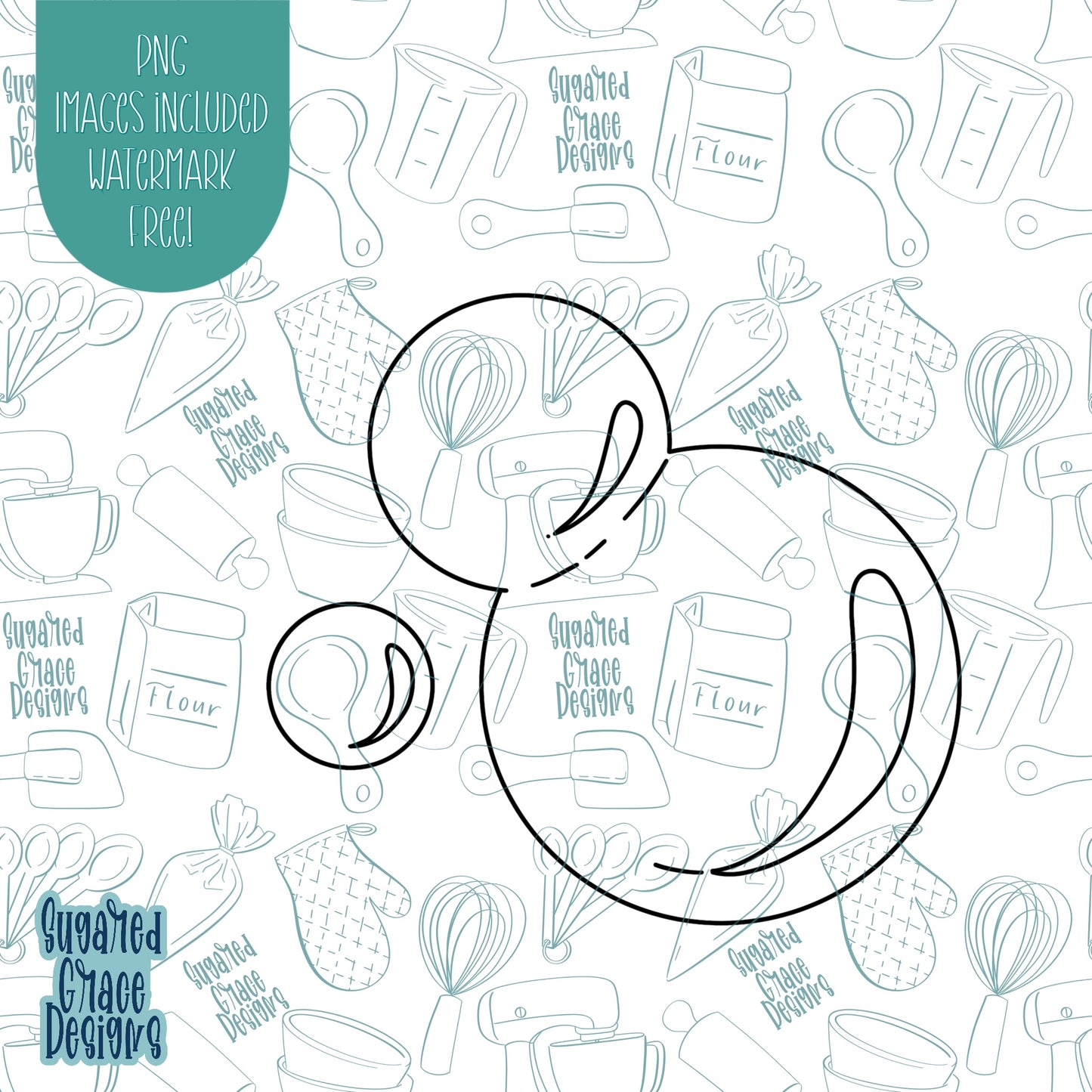 Bubbles Cookie Cutter with Matching Printable PNG Images for Edible Ink Printers Including Eddie