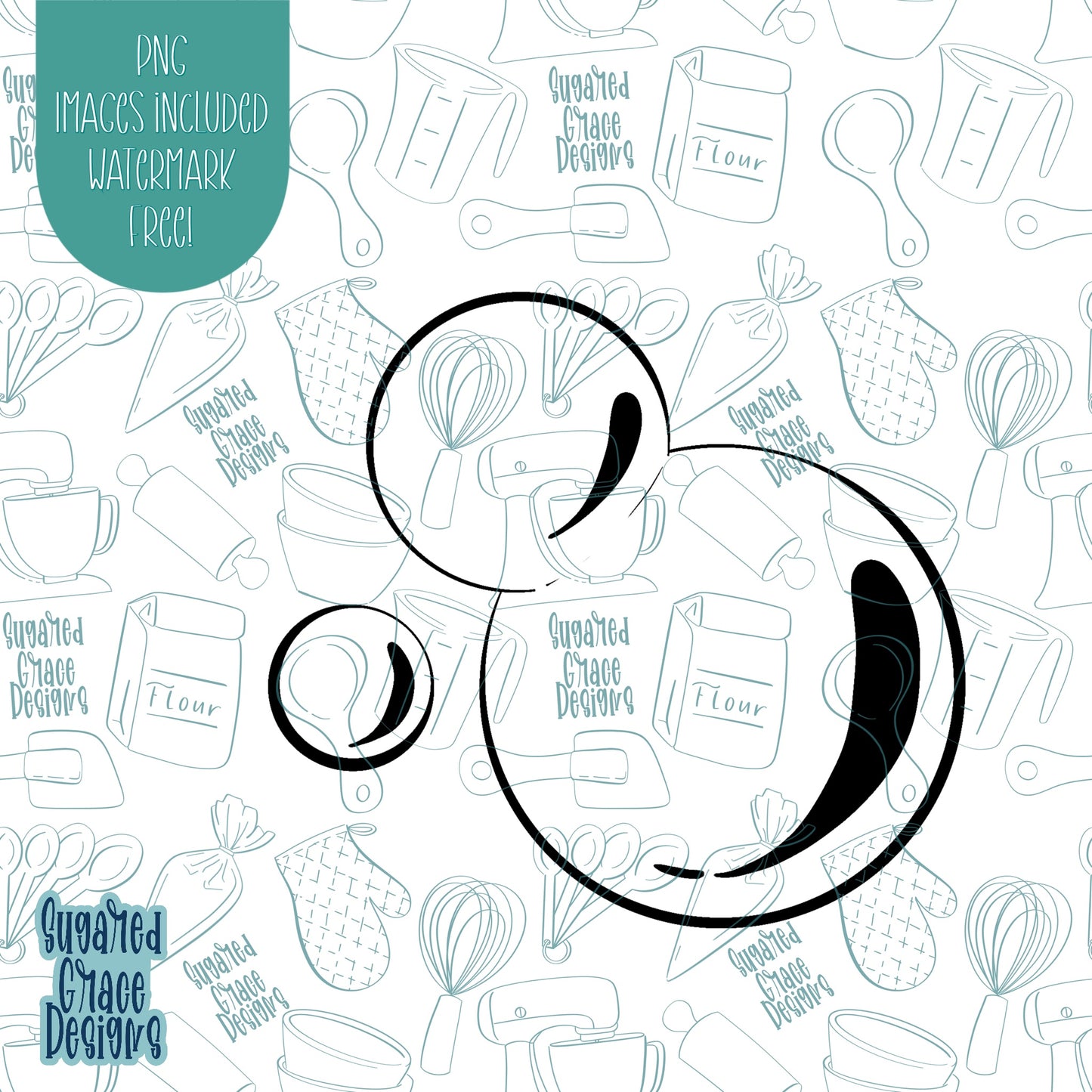 Bubbles Cookie Cutter with Matching Printable PNG Images for Edible Ink Printers Including Eddie