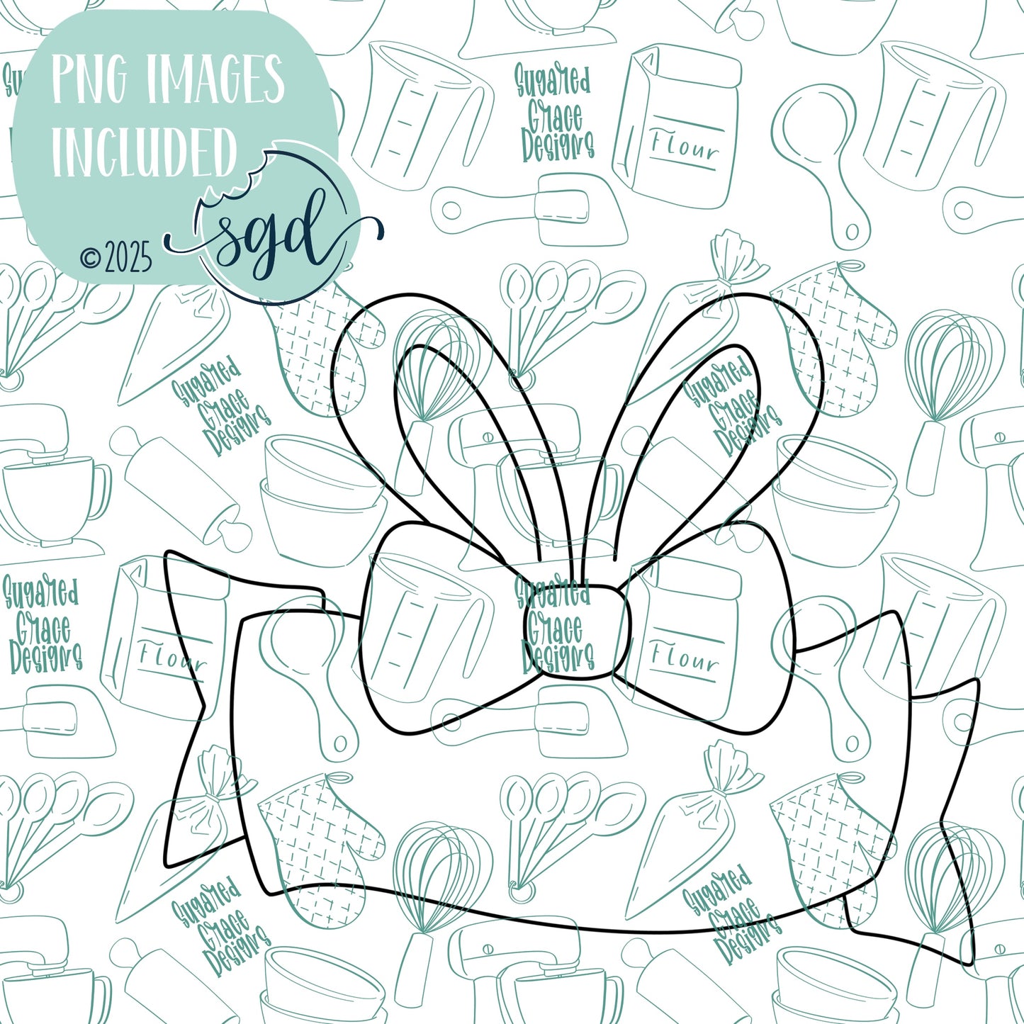 Easter Bunny Ribbon Banner Cookie Cutter Plaque STL File  with PNG Images to Match - For 3D Printing and Edible Ink Printers