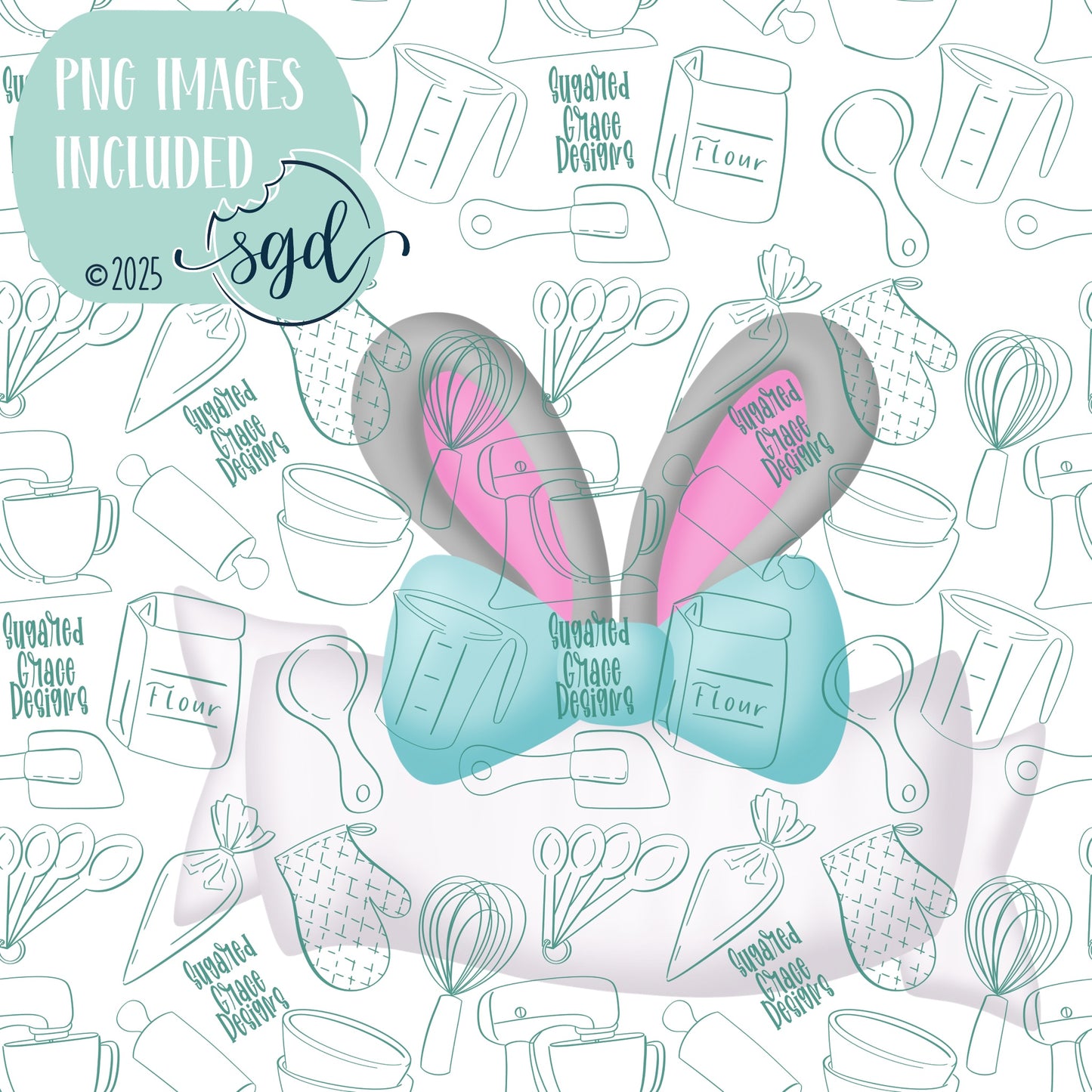 Easter Bunny Ribbon Banner Cookie Cutter Plaque STL File  with PNG Images to Match - For 3D Printing and Edible Ink Printers