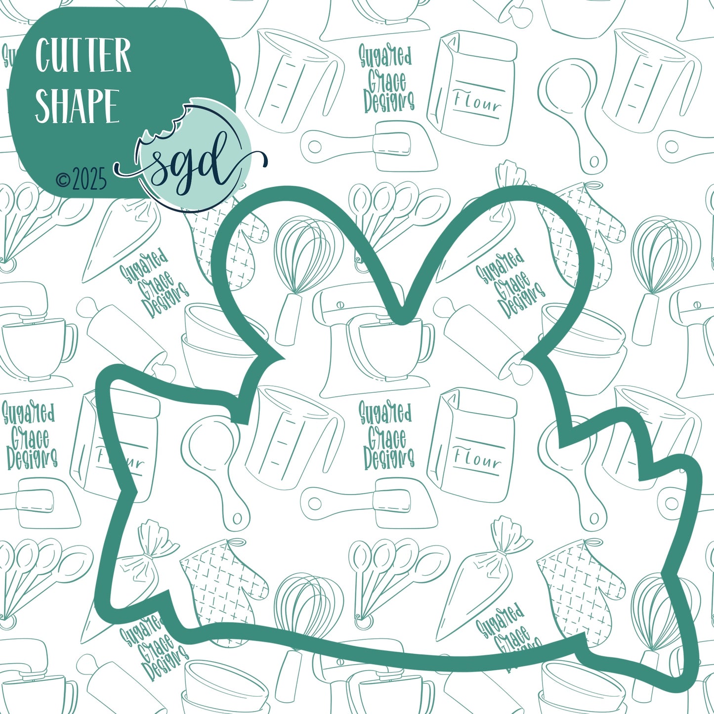 Bunny Ear Banner Name Plaque Cookie Cutter with PNG Images to Match - Hand Drawn Graphics for Edible Ink Printers