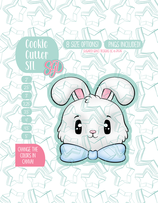 Easter Bunny with bow Cookie Cutter STL and PNG set