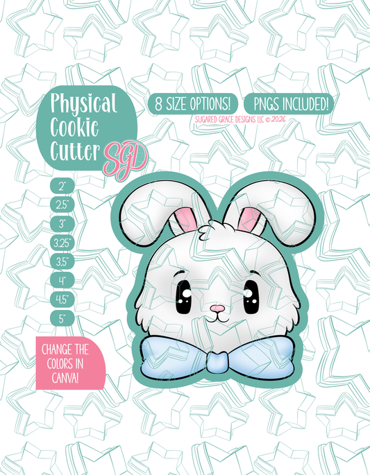 Easter Bunny with Bow Cookie Cutter with matching PNG