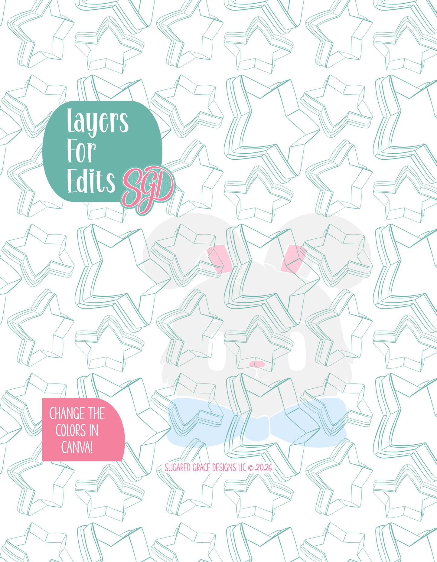 Easter Bunny with Bow Cookie Cutter with matching PNG