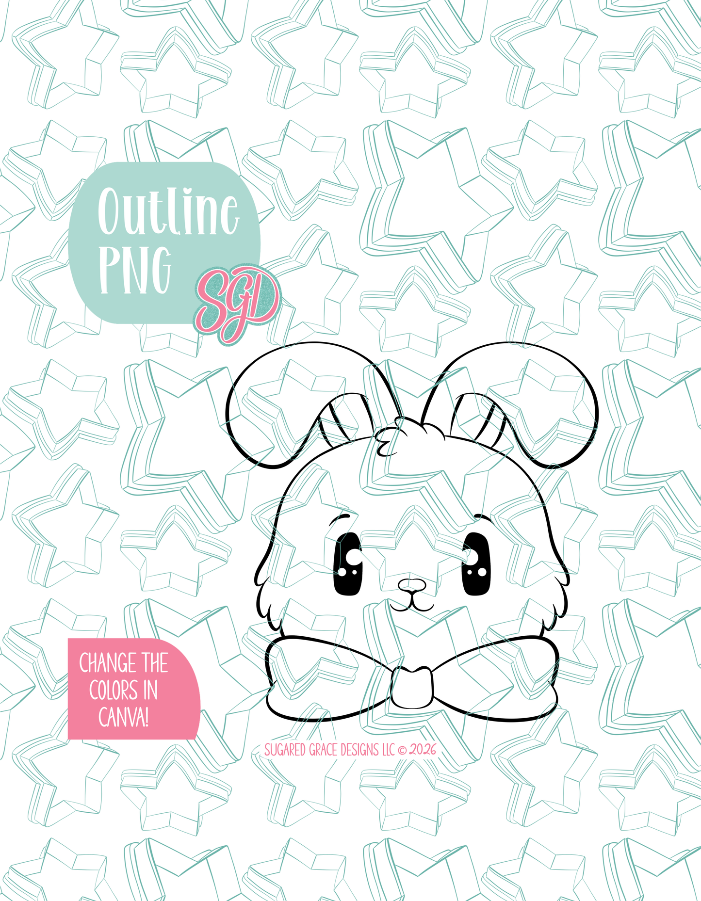 Easter Bunny with bow Cookie Cutter STL and PNG set