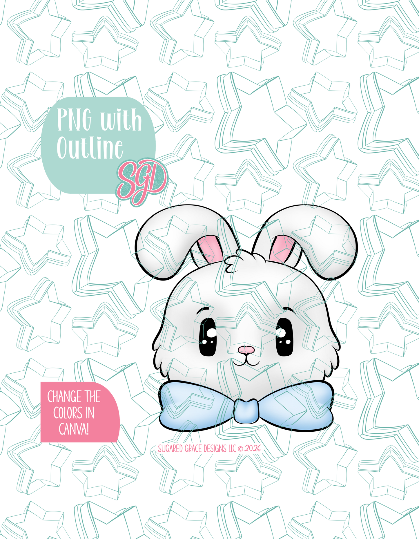 Easter Bunny with bow Cookie Cutter STL and PNG set