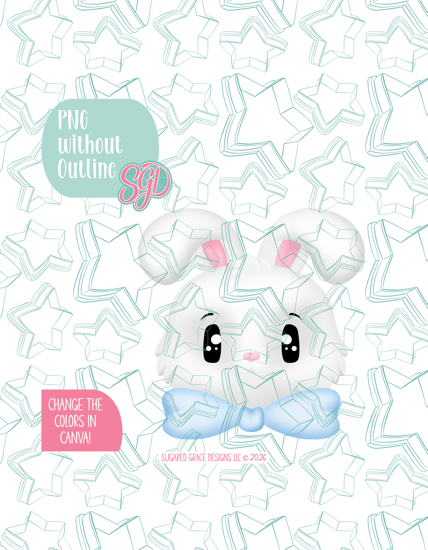 Easter Bunny with bow Cookie Cutter STL and PNG set