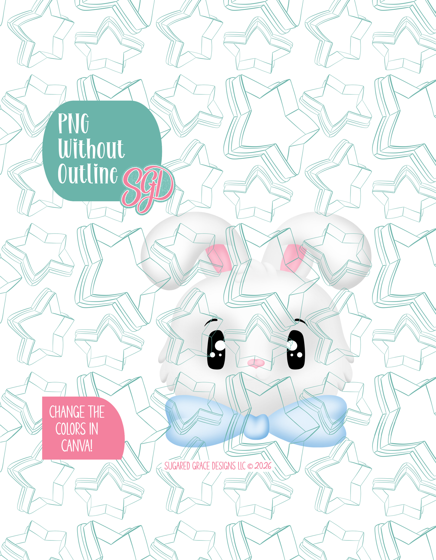 Easter Bunny with Bow Cookie Cutter with matching PNG