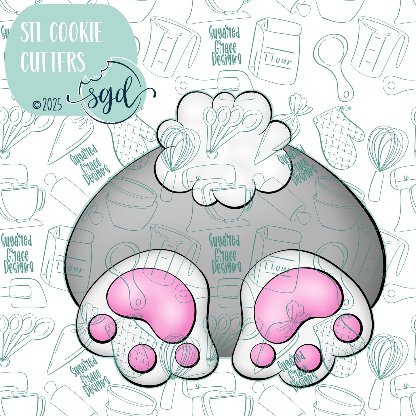 Easter Bunny Butt Cookie Cutter STL File  with PNG Images to Match - For 3D Printing and Edible Ink Printers