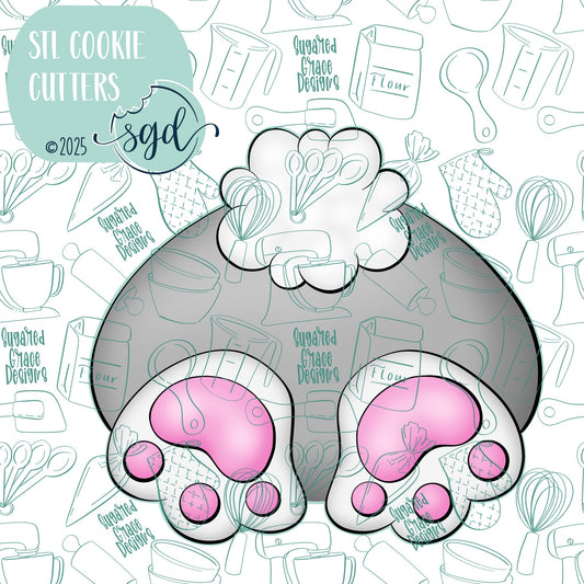 Easter Bunny Butt Cookie Cutter STL File  with PNG Images to Match - For 3D Printing and Edible Ink Printers