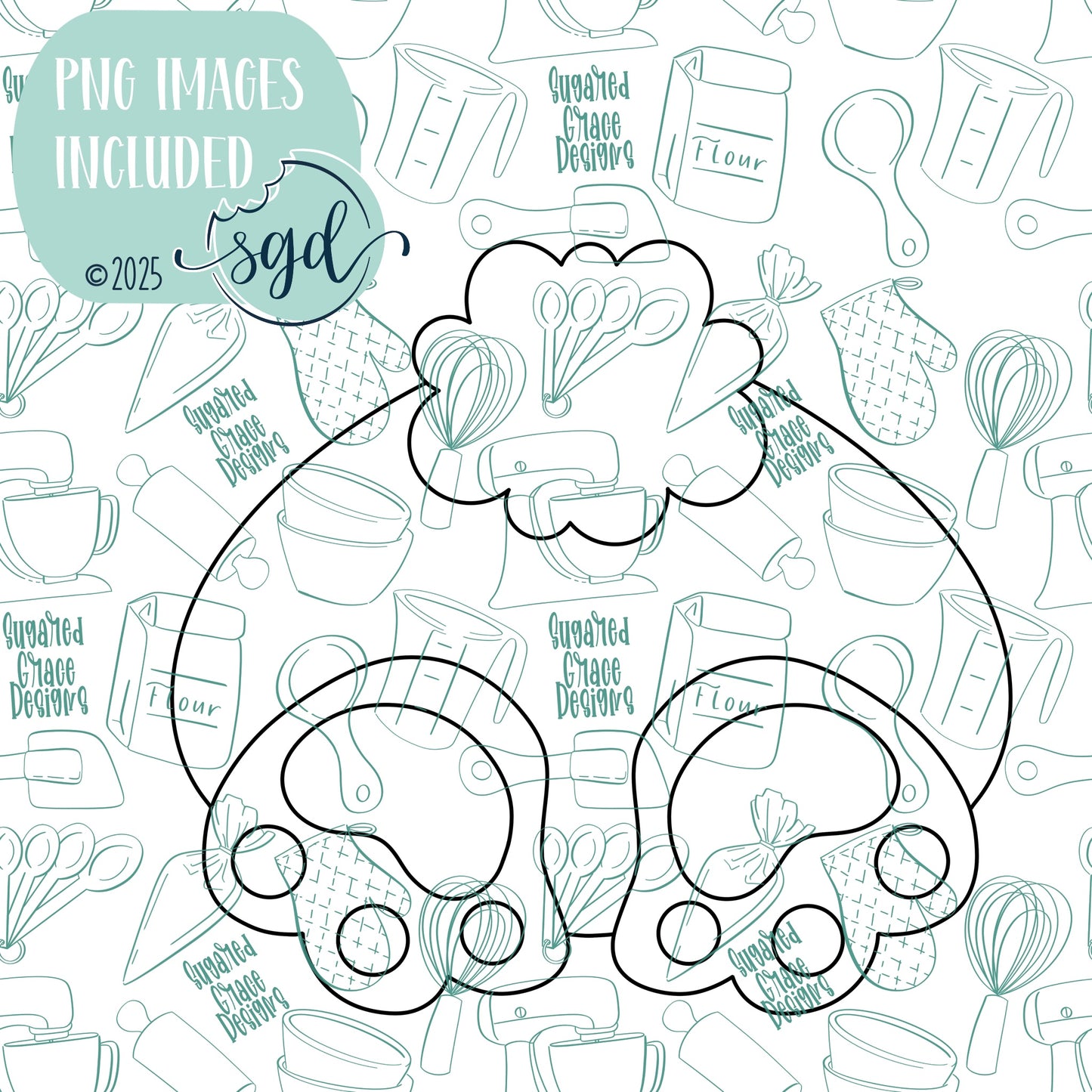 Easter Bunny Butt Cookie Cutter STL File  with PNG Images to Match - For 3D Printing and Edible Ink Printers