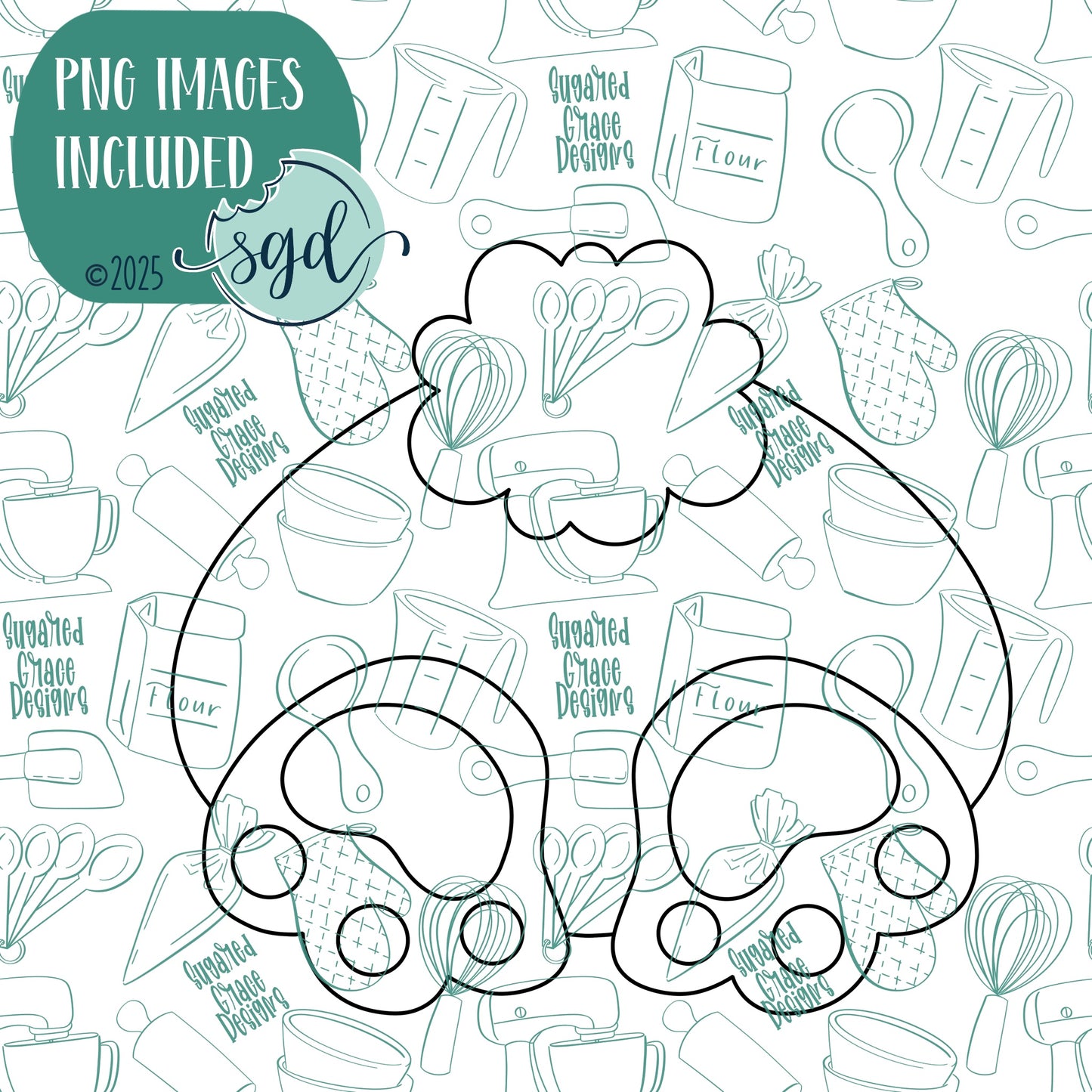 Bunny Butt Cookie Cutter with PNG Images to Match - Hand Drawn Graphics for Edible Ink Printers