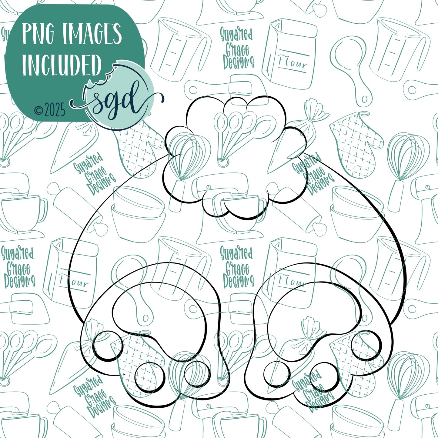 Bunny Butt Cookie Cutter with PNG Images to Match - Hand Drawn Graphics for Edible Ink Printers