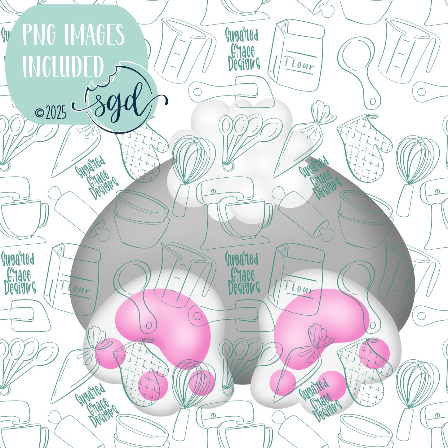 Easter Bunny Butt Cookie Cutter STL File  with PNG Images to Match - For 3D Printing and Edible Ink Printers