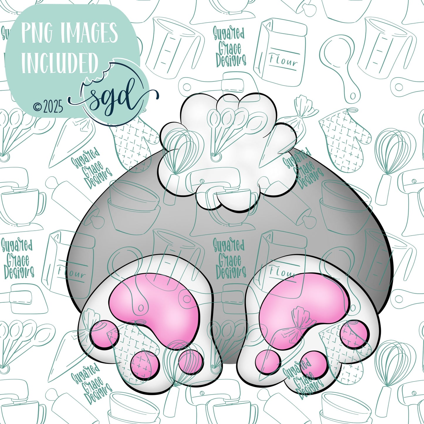 Easter Bunny Butt Cookie Cutter STL File  with PNG Images to Match - For 3D Printing and Edible Ink Printers