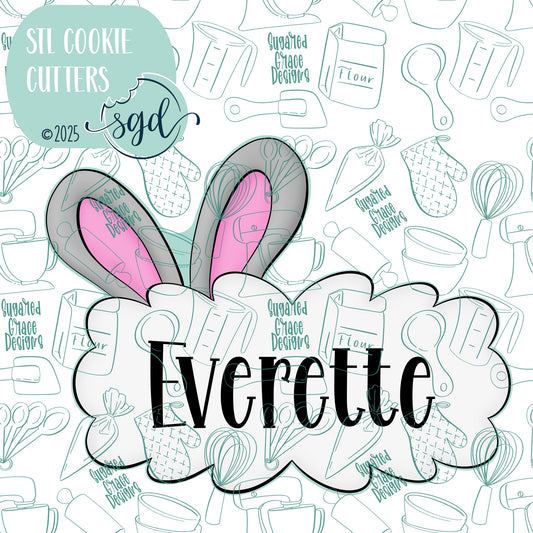 Easter Bunny Lacey Plaque Cookie Cutter STL File  with PNG Images to Match - For 3D Printing and Edible Ink Printers