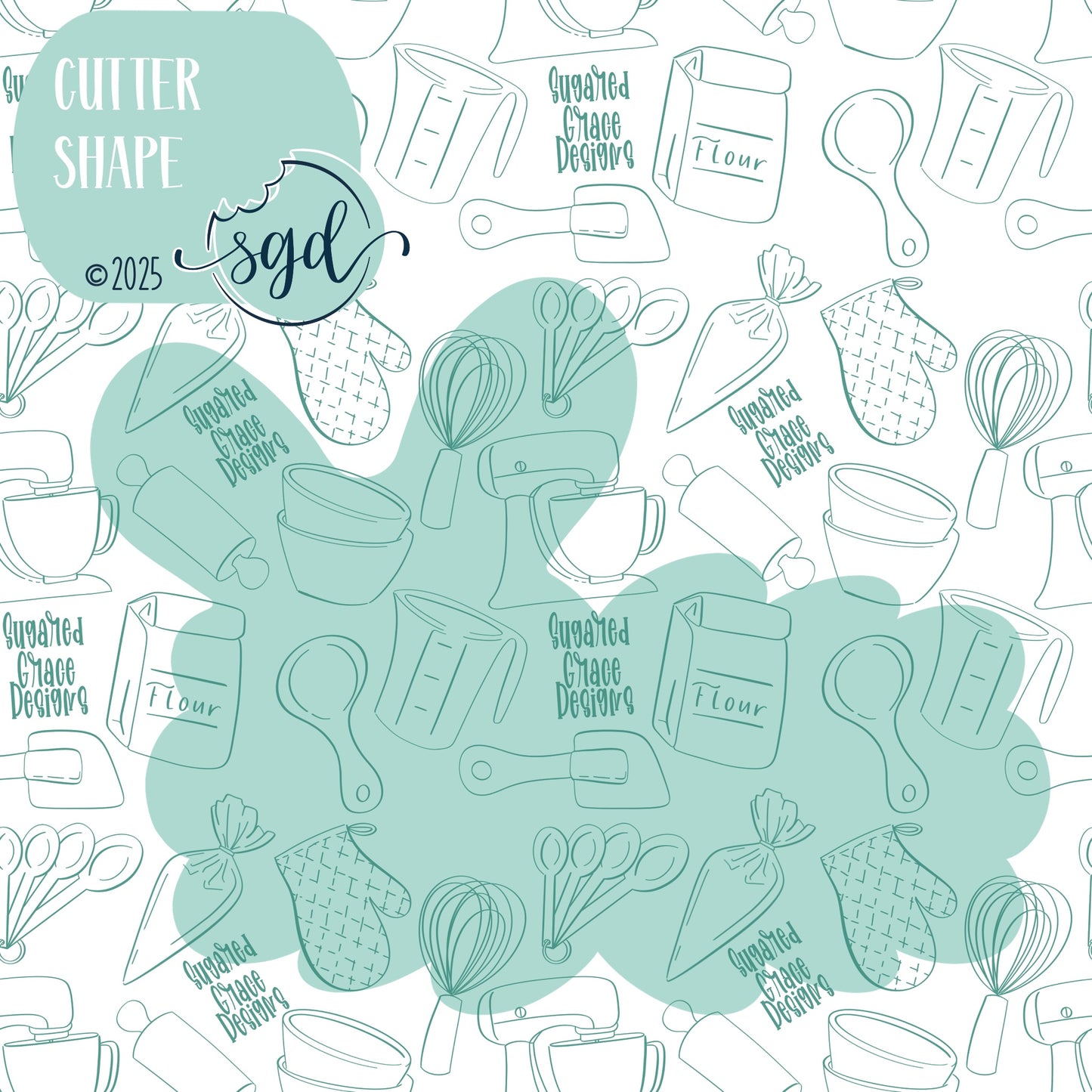 Easter Bunny Lacey Plaque Cookie Cutter STL File  with PNG Images to Match - For 3D Printing and Edible Ink Printers