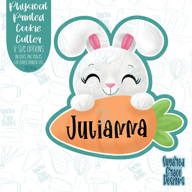 Easter Bunny Name Place Carrot Cookie Cutter with Matching PNG Images for Edible Ink Printers Including Eddie