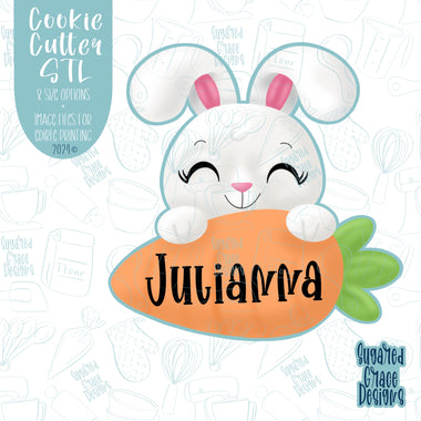 Easter Bunny Name Plaque Cookie Cutter STL Files for 3D Printing with Matching Printable PNG Images for Edible Ink Printers Including Eddie