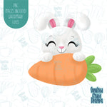 Easter Bunny Name Place Carrot Cookie Cutter with Matching PNG Images for Edible Ink Printers Including Eddie