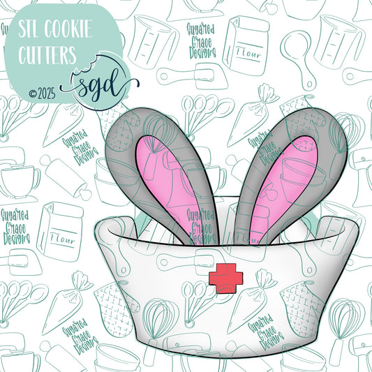 Easter Bunny Nurse Cap Cookie Cutter STL File  with PNG Images to Match - For 3D Printing and Edible Ink Printers