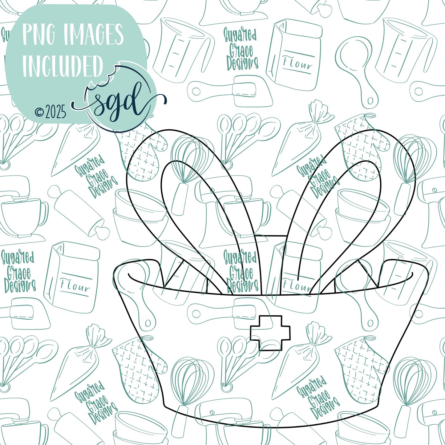 Easter Bunny Nurse Cap Cookie Cutter STL File  with PNG Images to Match - For 3D Printing and Edible Ink Printers
