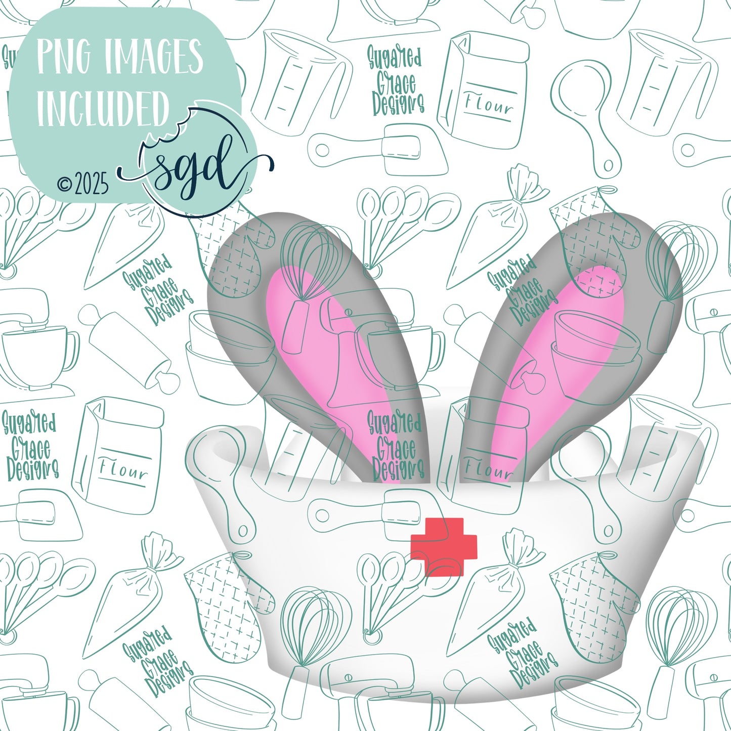 Easter Bunny Nurse Cap Cookie Cutter STL File  with PNG Images to Match - For 3D Printing and Edible Ink Printers