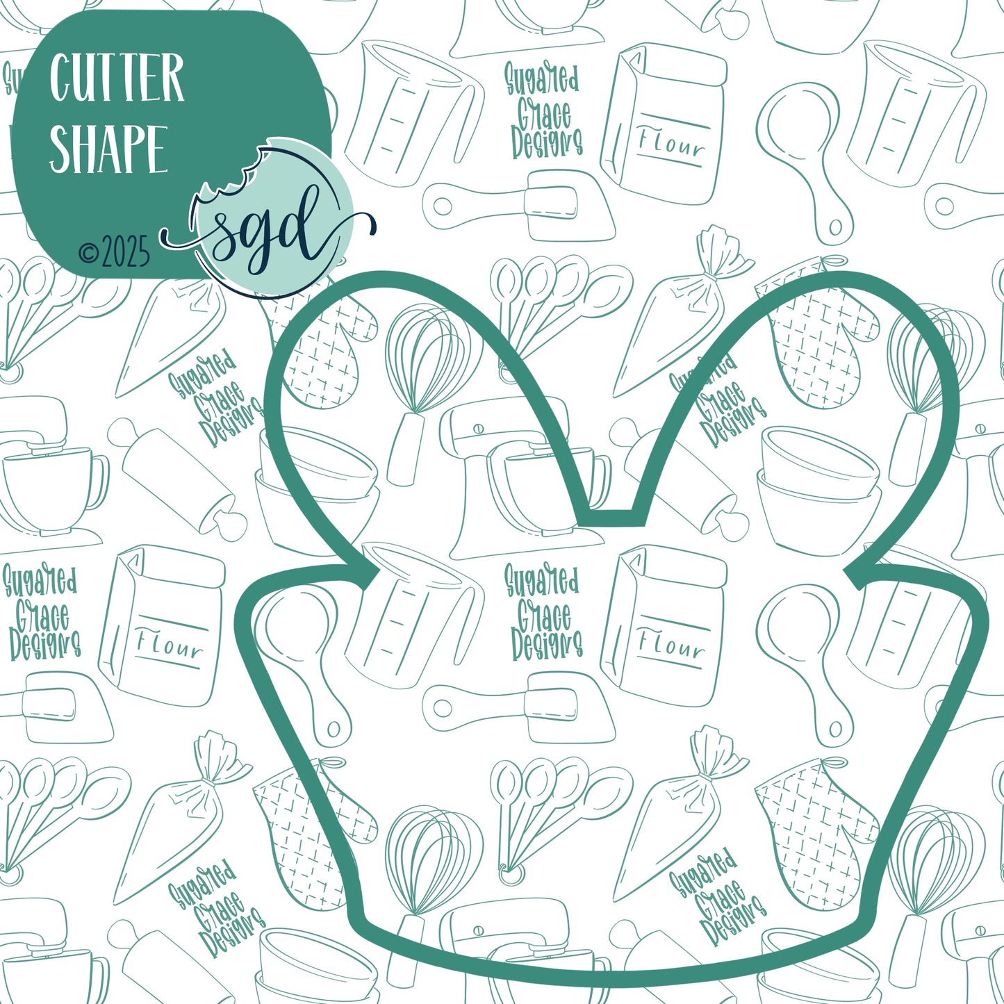 Bunny Nurse Cap Cookie Cutter with PNG Images to Match - Hand Drawn Graphics for Edible Ink Printers