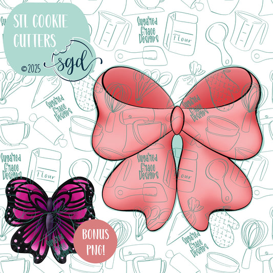 Butterfly Bow Cookie Cutter STL File  with PNG Images to Match - For 3D Printing and Edible Ink Printers