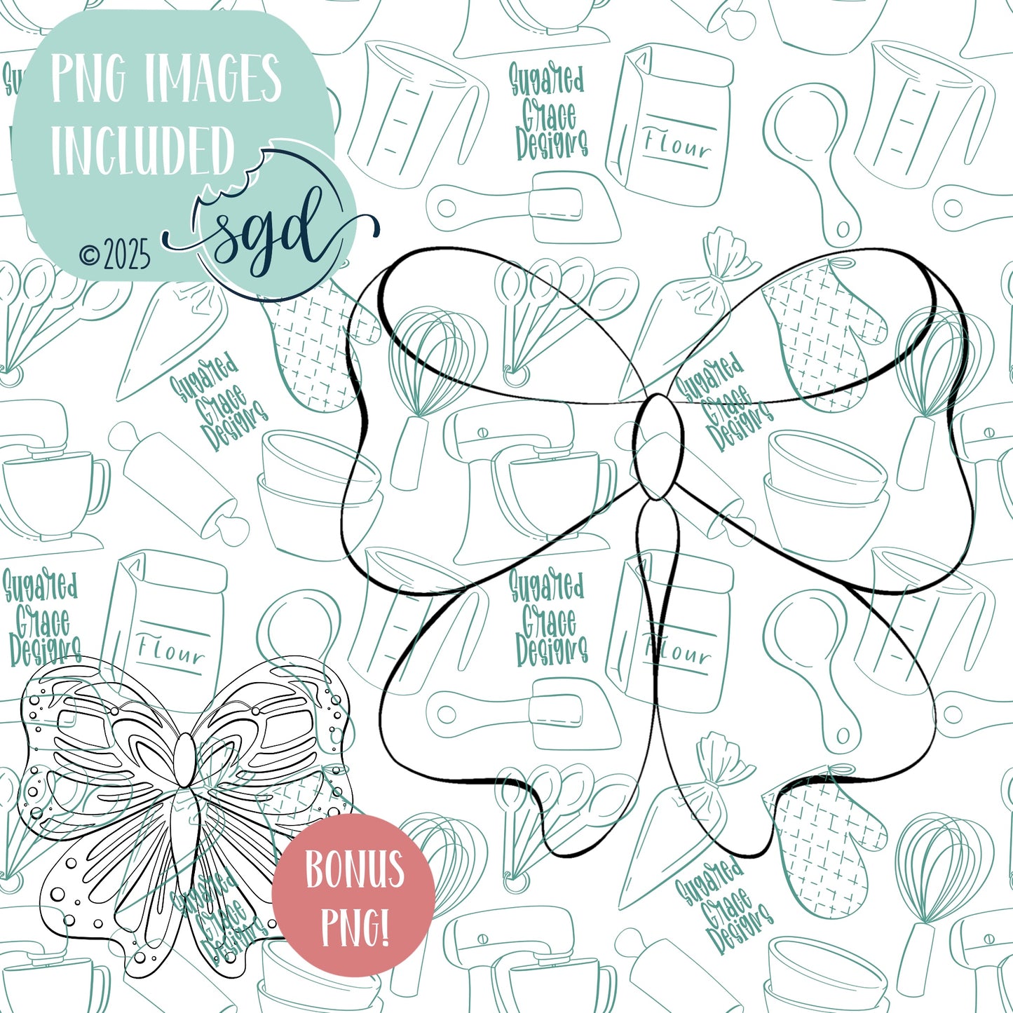 Butterfly Bow Cookie Cutter STL File  with PNG Images to Match - For 3D Printing and Edible Ink Printers