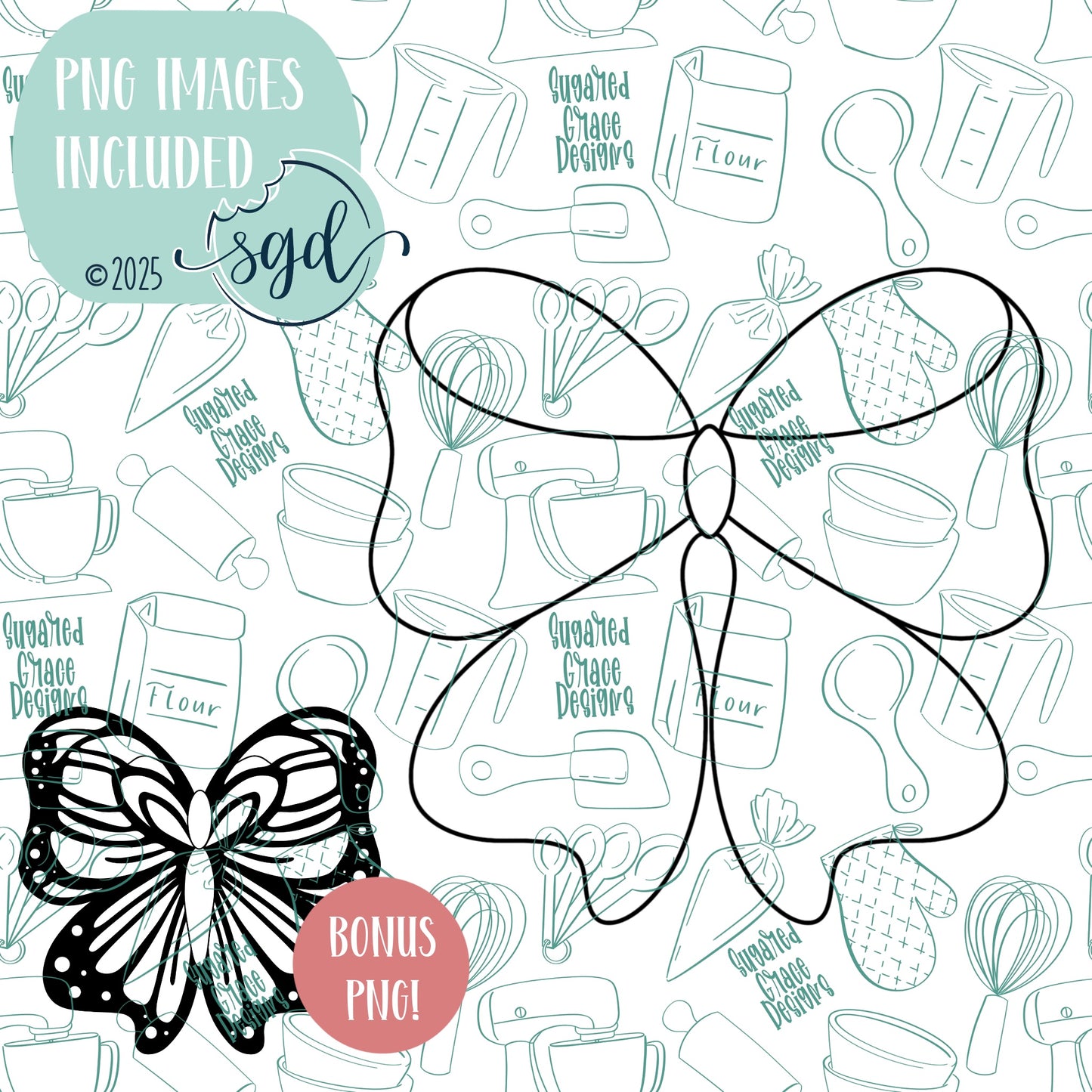 Butterfly Bow Cookie Cutter STL File  with PNG Images to Match - For 3D Printing and Edible Ink Printers