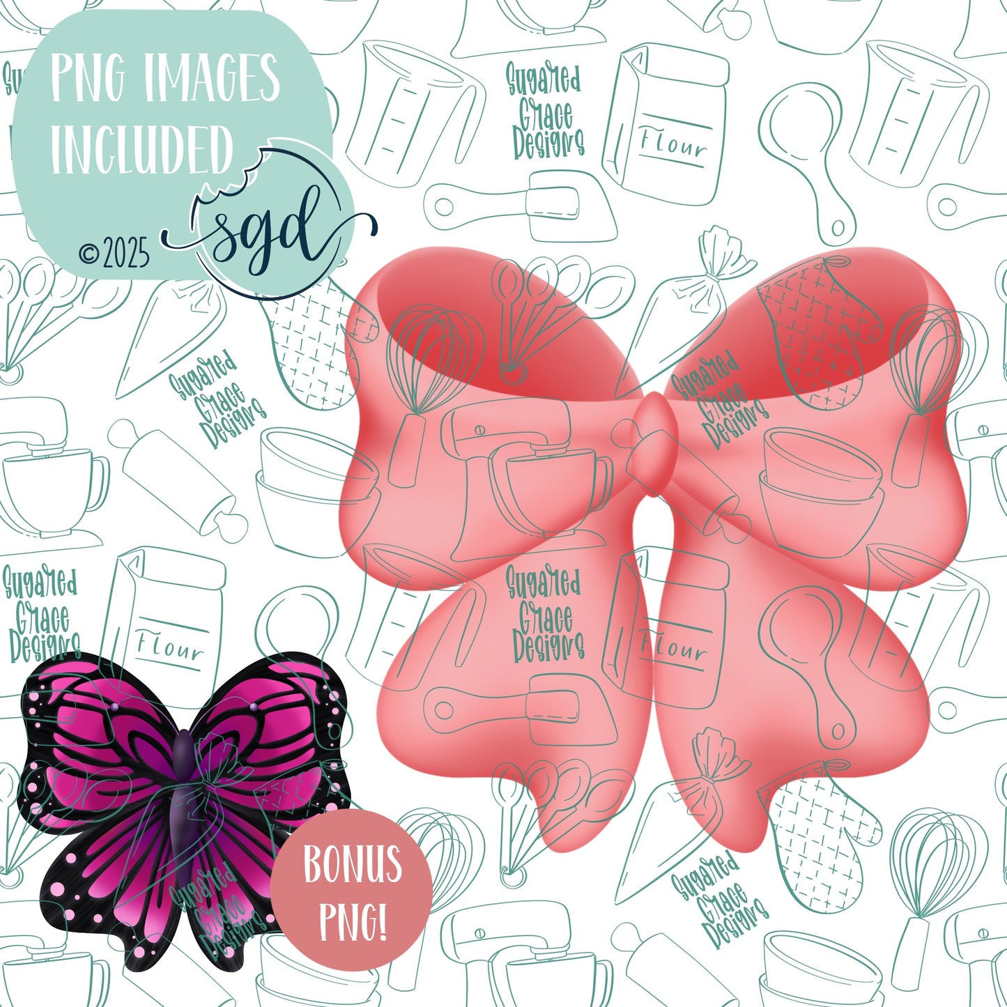 Butterfly Bow Cookie Cutter STL File  with PNG Images to Match - For 3D Printing and Edible Ink Printers