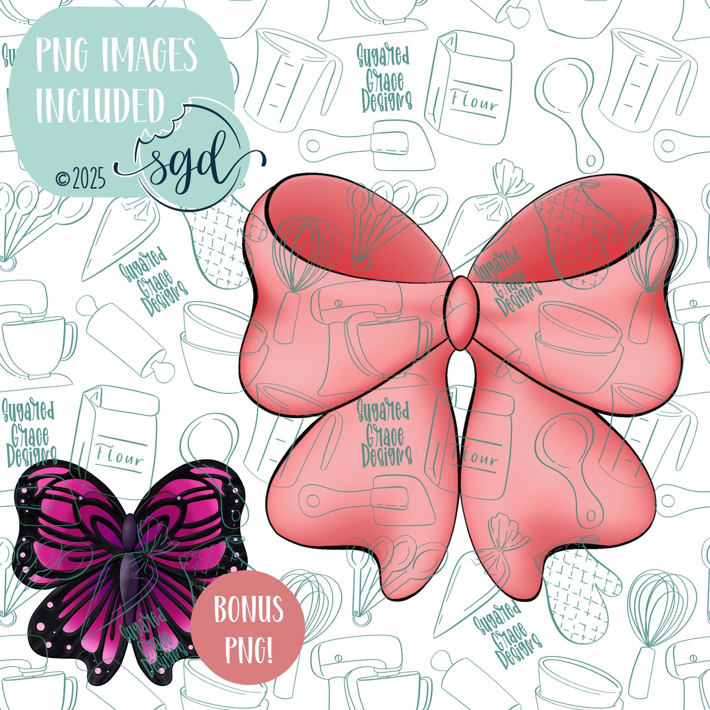 Butterfly Bow Cookie Cutter STL File  with PNG Images to Match - For 3D Printing and Edible Ink Printers
