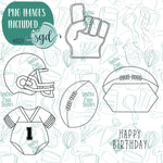 Baby's First Down Football Cookie Cutter Set with Matching Printable PNG Images for Edible Ink Printers Including Eddie