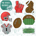 Baby's First Down Football Cookie Cutter Set with Matching Printable PNG Images for Edible Ink Printers Including Eddie