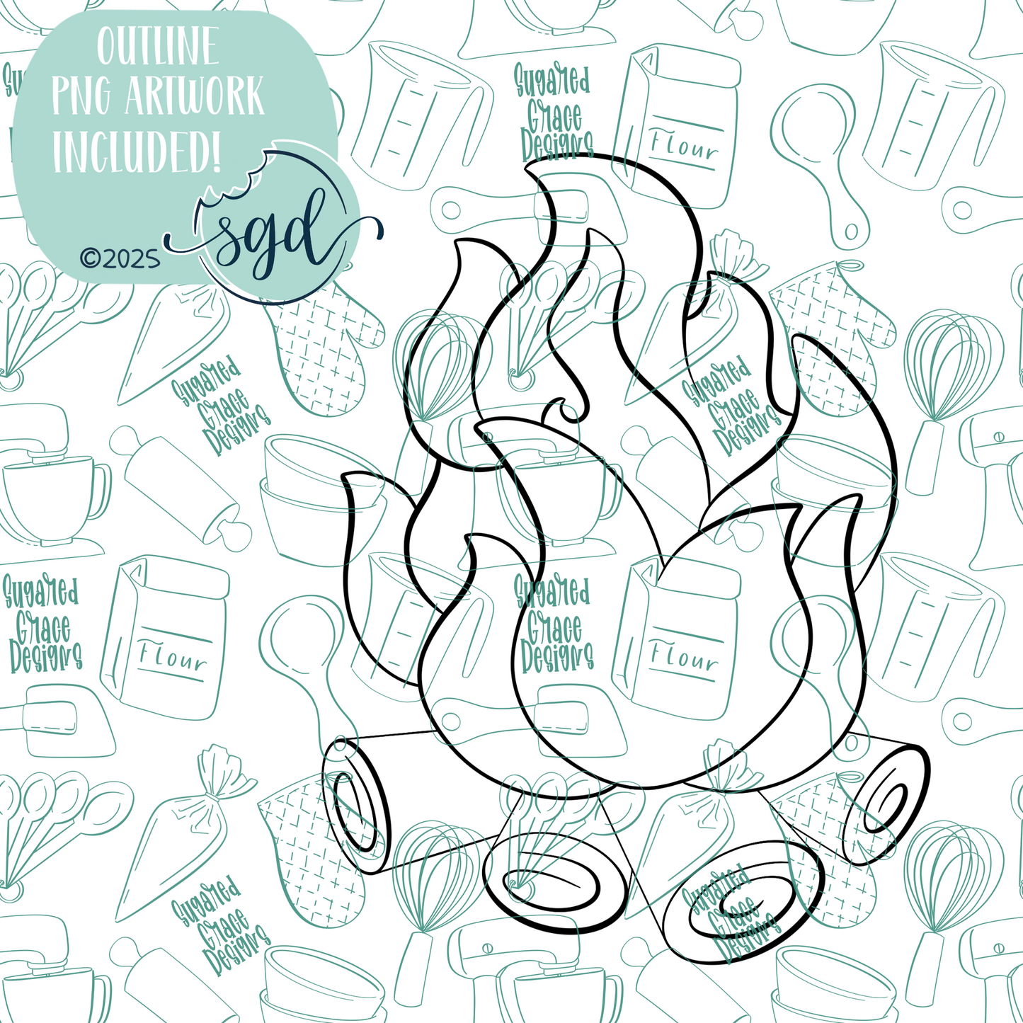 Campfire Cutter STL File with PNG Images to Match - For 3D Printing and Edible Ink Printers (Copy)