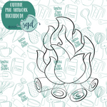 Campfire Cookie Cutter with PNG Images to Match - Hand Drawn Graphics for Edible Ink Printers