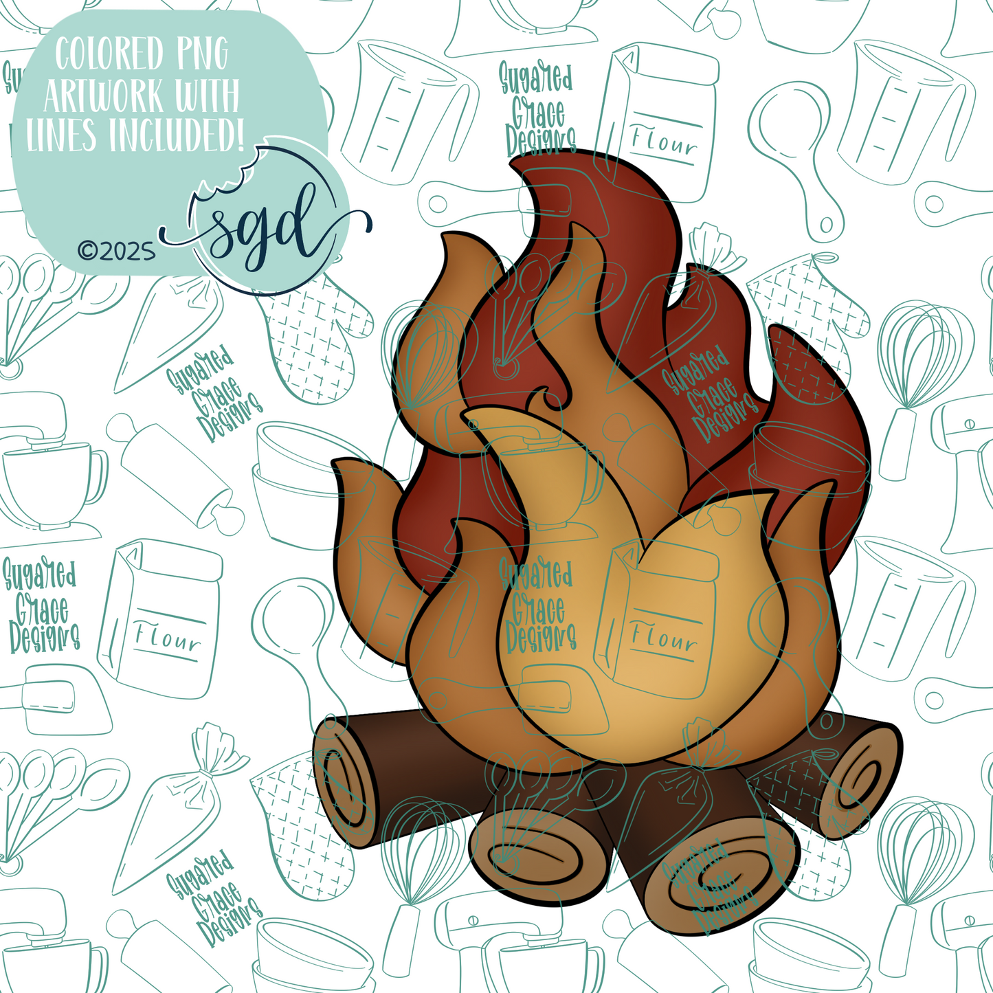 Campfire Cutter STL File with PNG Images to Match - For 3D Printing and Edible Ink Printers (Copy)