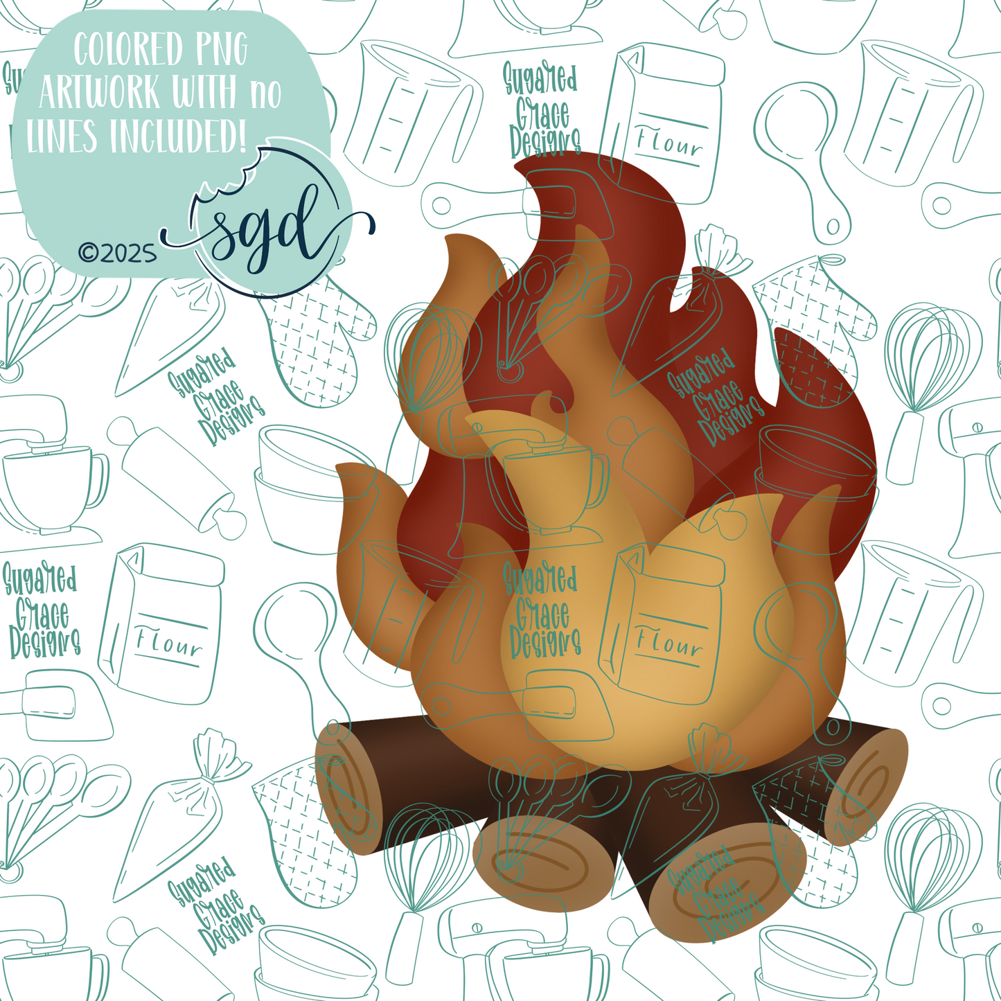 Campfire Cutter STL File with PNG Images to Match - For 3D Printing and Edible Ink Printers (Copy)