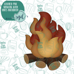 Campfire Cookie Cutter with PNG Images to Match - Hand Drawn Graphics for Edible Ink Printers