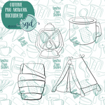 Camping Cookie Cutter Set of 4 with PNG Images to Match - Hand Drawn Graphics for Edible Ink Printers