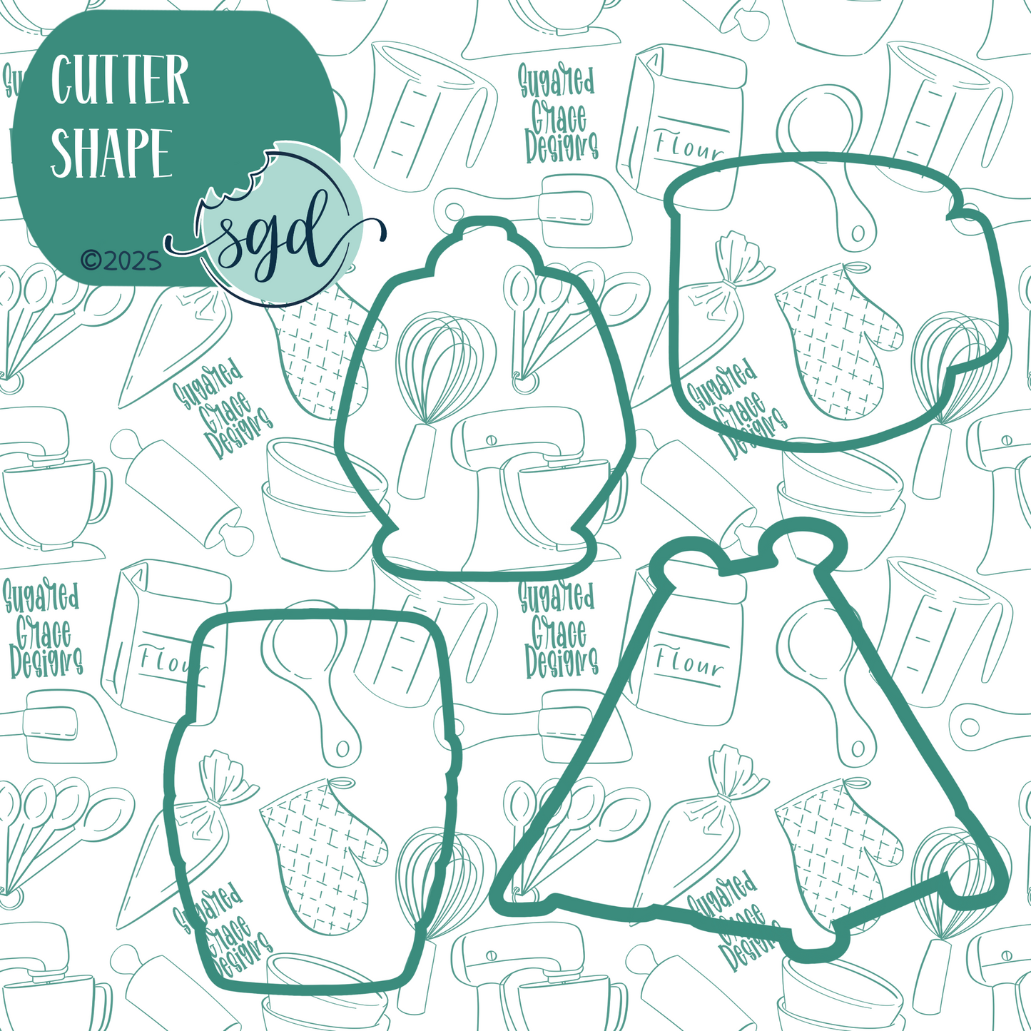 Camping Cookie Cutter Set of 4 with PNG Images to Match - Hand Drawn Graphics for Edible Ink Printers