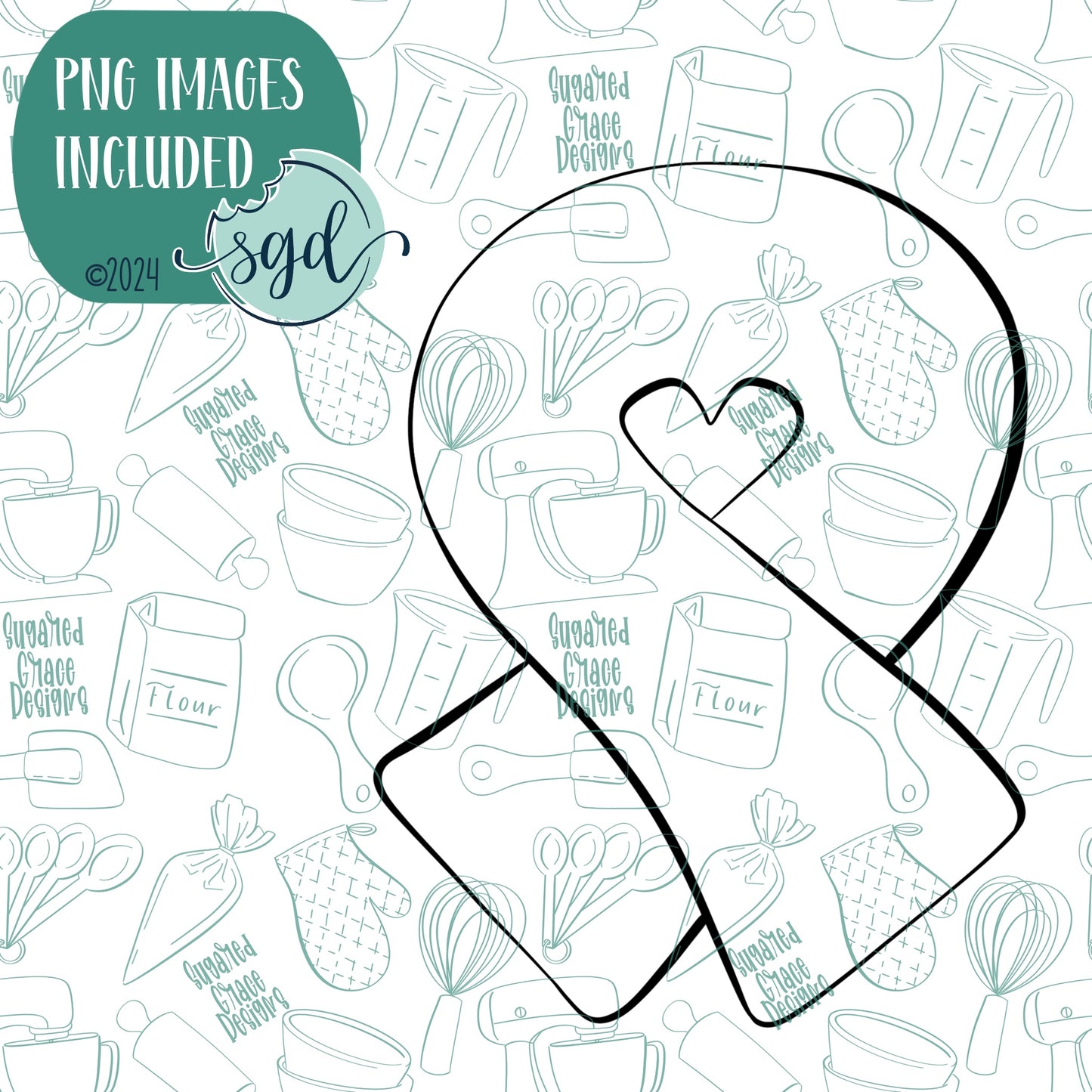 Cancer Ribbon Cookie Cutter with PNG Images to Match - Hand Drawn Graphics for Edible Ink Printers
