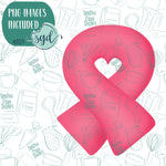 Cancer Ribbon Cookie Cutter with PNG Images to Match - Hand Drawn Graphics for Edible Ink Printers