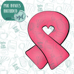 Cancer Ribbon Cookie Cutter with PNG Images to Match - Hand Drawn Graphics for Edible Ink Printers